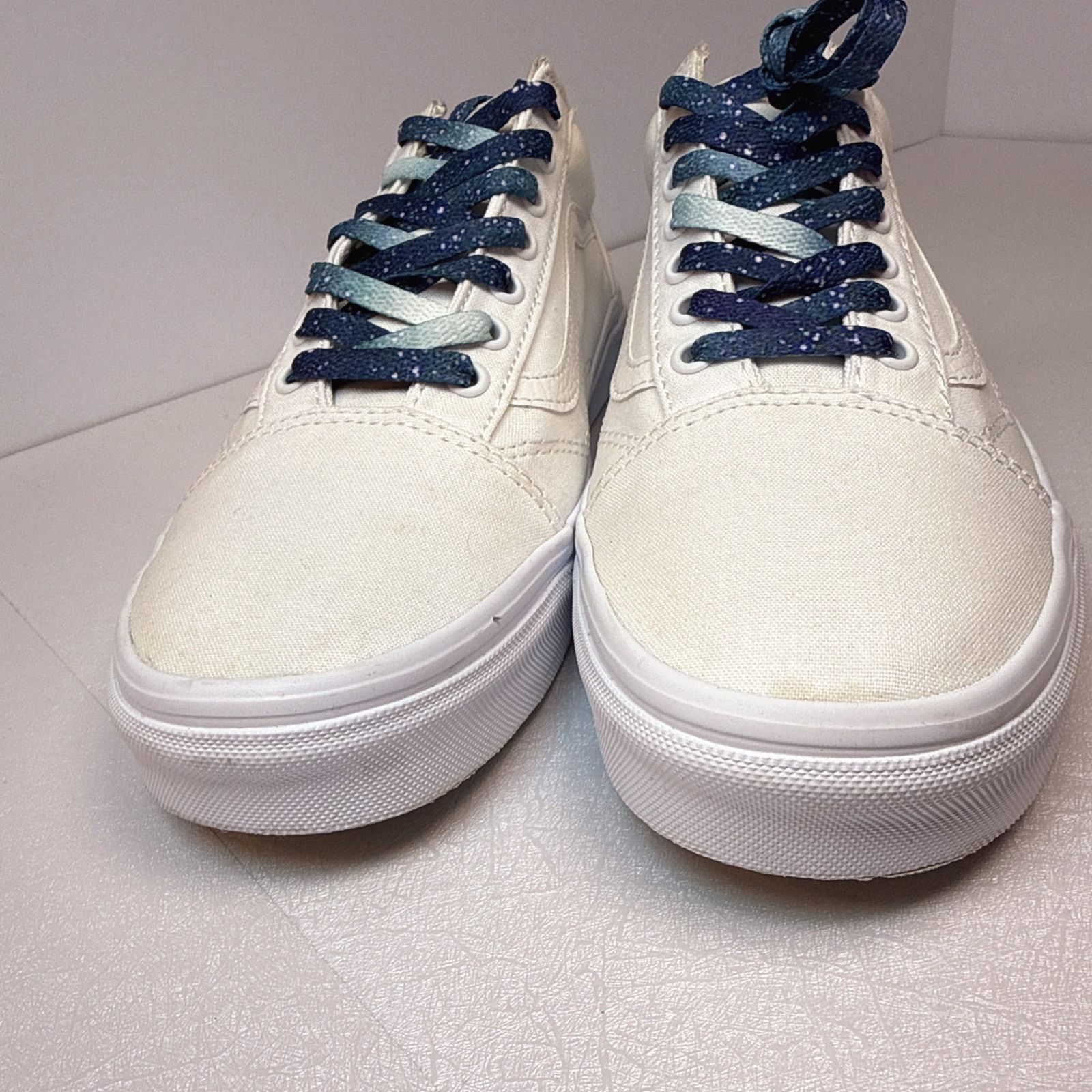 Vans Vans Old Skool White Canvas W/Blue Splatter LacesLow Top | 7 Size US 9 / EU 42 - 8 Thumbnail