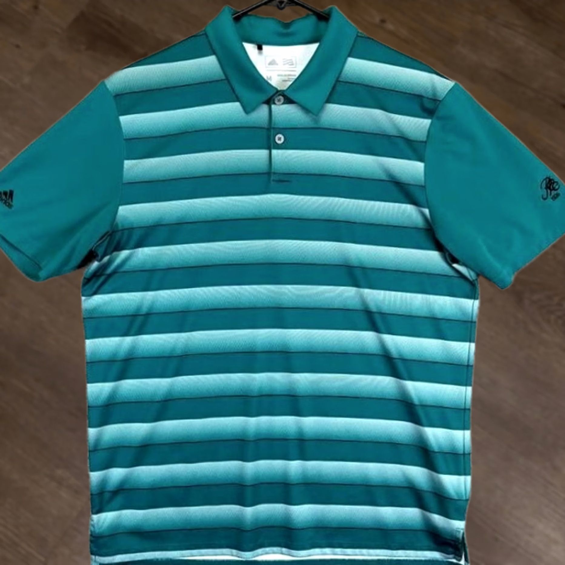 Adidas Adidas Polo Shirt Mens M Green Short Sleeve Striped Golf Polo Logo EUC Size US M / EU 48-50 / 2 - 1 Thumbnail