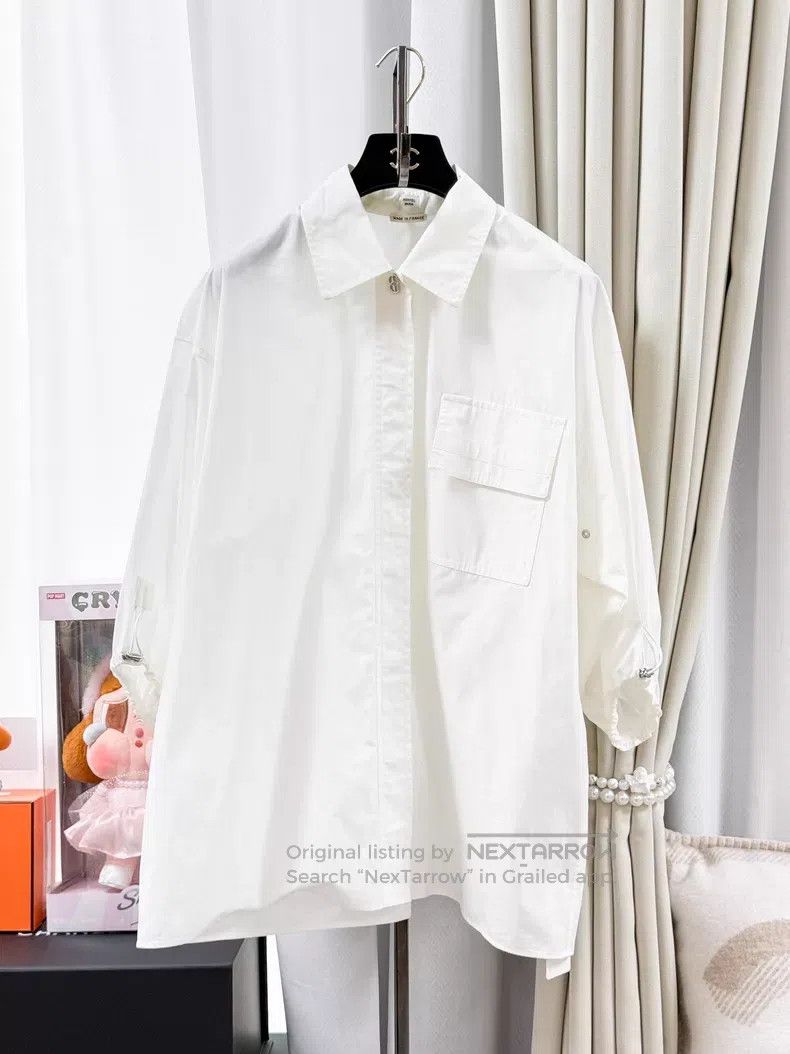 Hermes Hermes White Drawstring Pig Nose Silver Button Long Sleeve Size XXS / US 00 / IT 34 - 1 Thumbnail