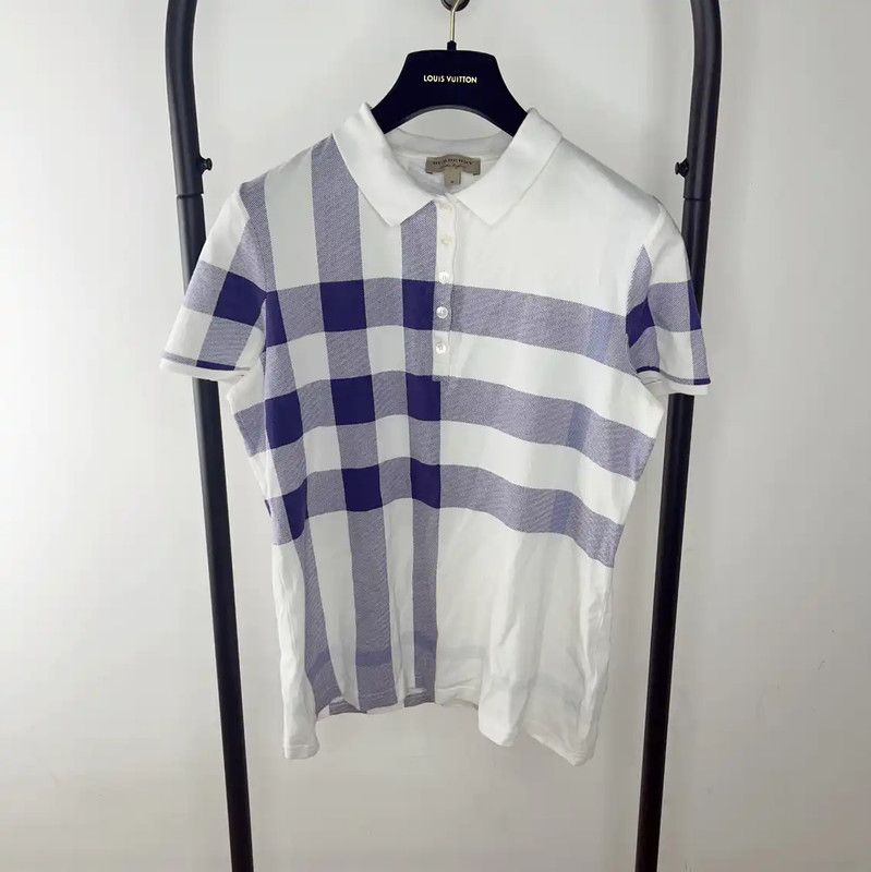 Burberry Burberry White and Purple Checkered Polo Size M / US 6-8 / IT 42-44 - 1 Thumbnail