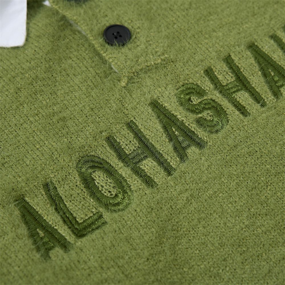 Vintage Men's loose casual knitted Polo embroidered letter sweater Size US M / EU 48-50 / 2 - 4 Thumbnail
