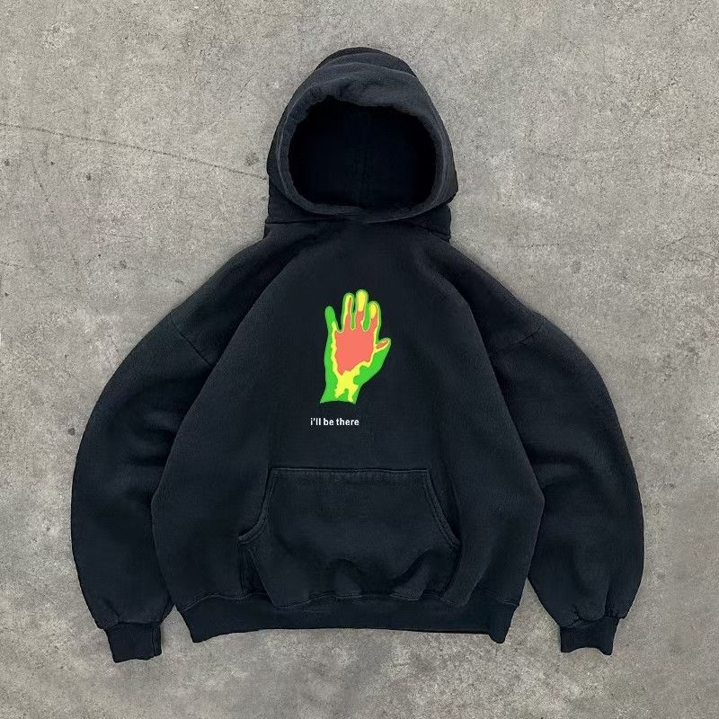 Japanese Brand Black casual retro palm pattern hoodie y2k Size US L / EU 52-54 / 3 - 1 Thumbnail