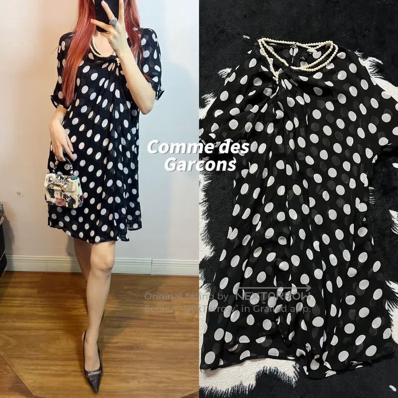 Junya Watanabe Junya Watanabe Double-layer pearl collar polka dot dress Size S / US 4 / IT 40 - 1 Thumbnail