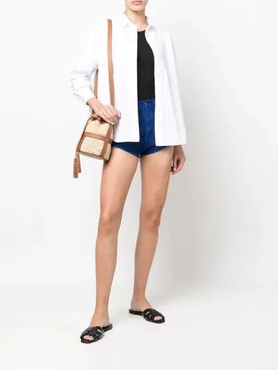 Saint Laurent Paris o1s1wg111124 High-Waisted Shorts Lapis Rinse Denim in Blue Size 27" / US 4 / IT 40 - 3 Thumbnail
