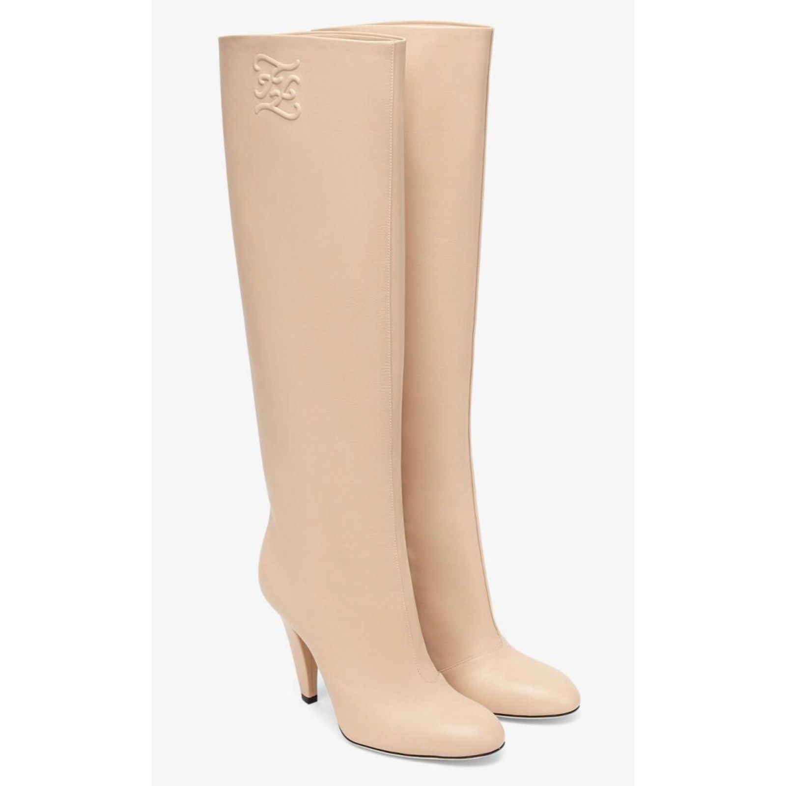Fendi Fendi Karligraphy FF Logo Motif Poudre Beige Nude Leather Size US 10 / IT 40 - 4 Thumbnail