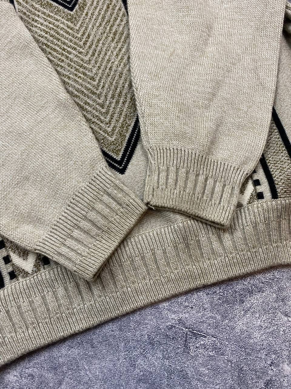Vintage Vintage Sweater 1990s Knit Striped 3D Knit Button Neck Sweater Size XL Size US L / EU 52-54 / 3 - 7 Thumbnail