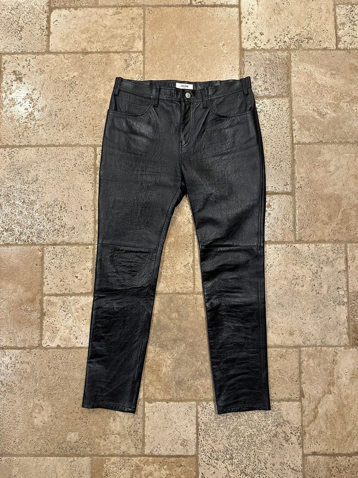 Celine Celine x Hedi Slimane Black Lambskin Leather Pants Size US 32 / EU 48 - 3 Thumbnail