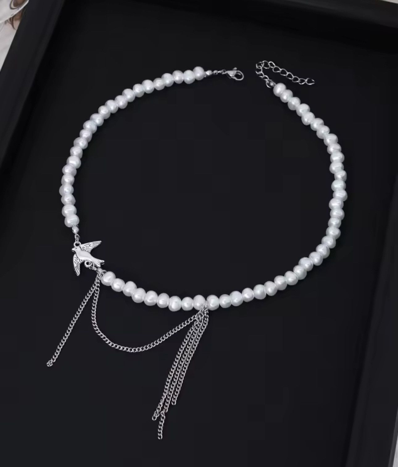 Macys Charm Hip Hop Peace Dove Tassel Pearl Beads Clavicle Chain Size ONE SIZE - 4 Thumbnail