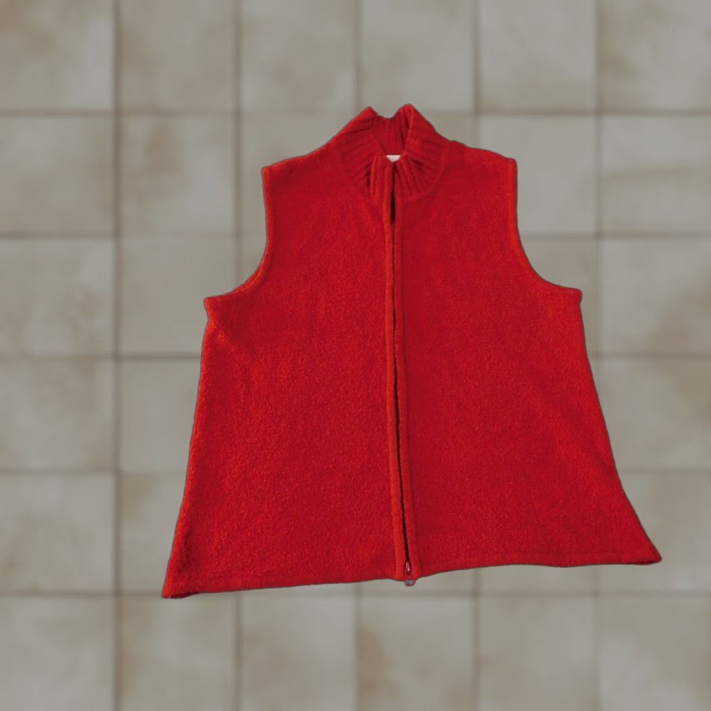 Coldwater Creek Coldwater Creek Vest Womens XL Red Wool Blend Full Zip Mock Neck Sweater Size XL / US 12-14 / IT 48-50 - 1 Thumbnail