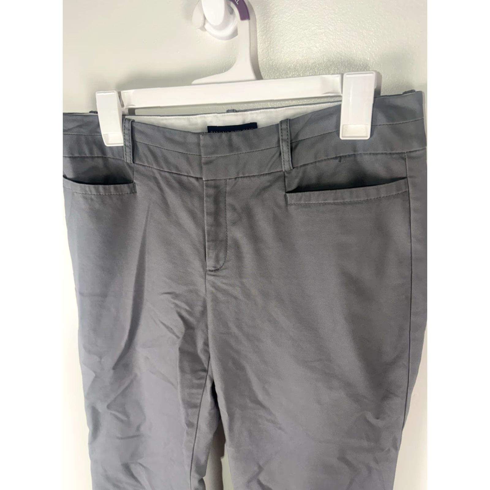 Banana Republic Banana Republic Women's Wide Leg Cuffed Dress Pants Size 8P Gray Cotton Spandex Business Casual Size 30" / US 8 / IT 44 - 2 Thumbnail