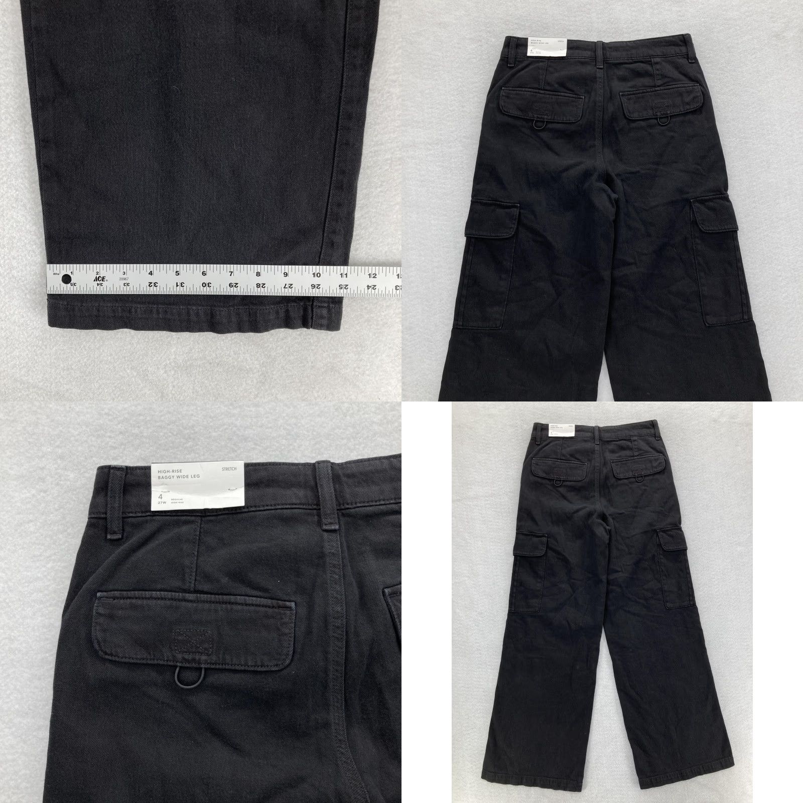 American Eagle Outfitters American Eagle Jeans Womens 4 Black High-Rise Baggy Wide Leg Cargo Stretch NWT Size 27" / US 4 / IT 40 - 9 Thumbnail