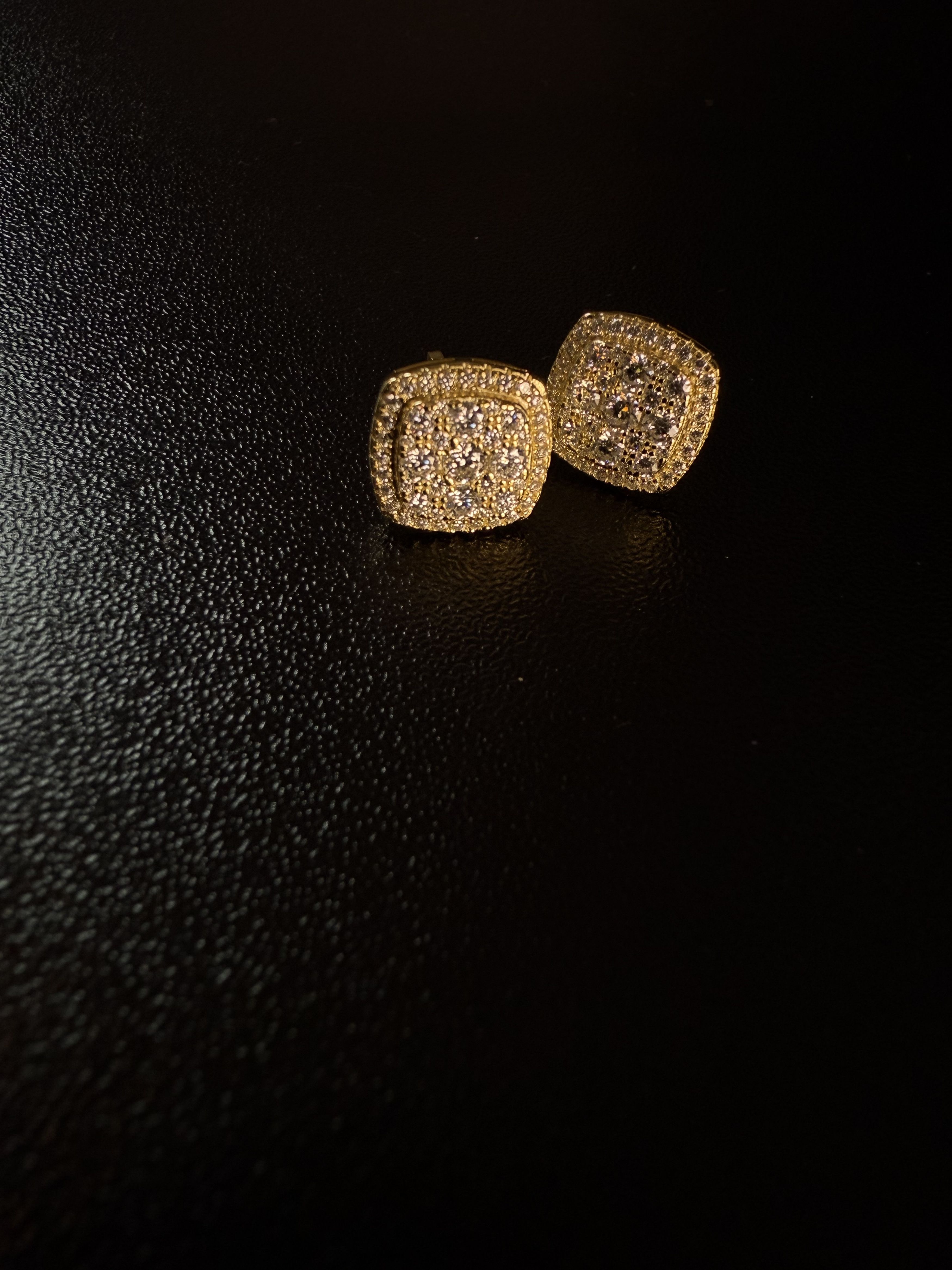 Other Square ice cross men’s Moissanite gold plated earrings Size ONE SIZE - 4 Thumbnail