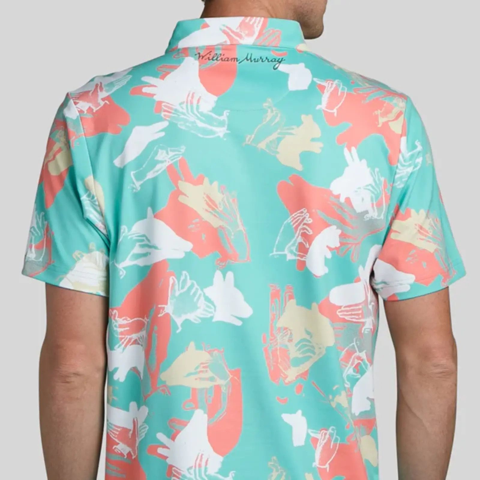 Ashworth William Murray Retro Seafoam Happy Hands Golf Shirt Mens 2XL Size US XXL / EU 58 / 5 - 8 Thumbnail