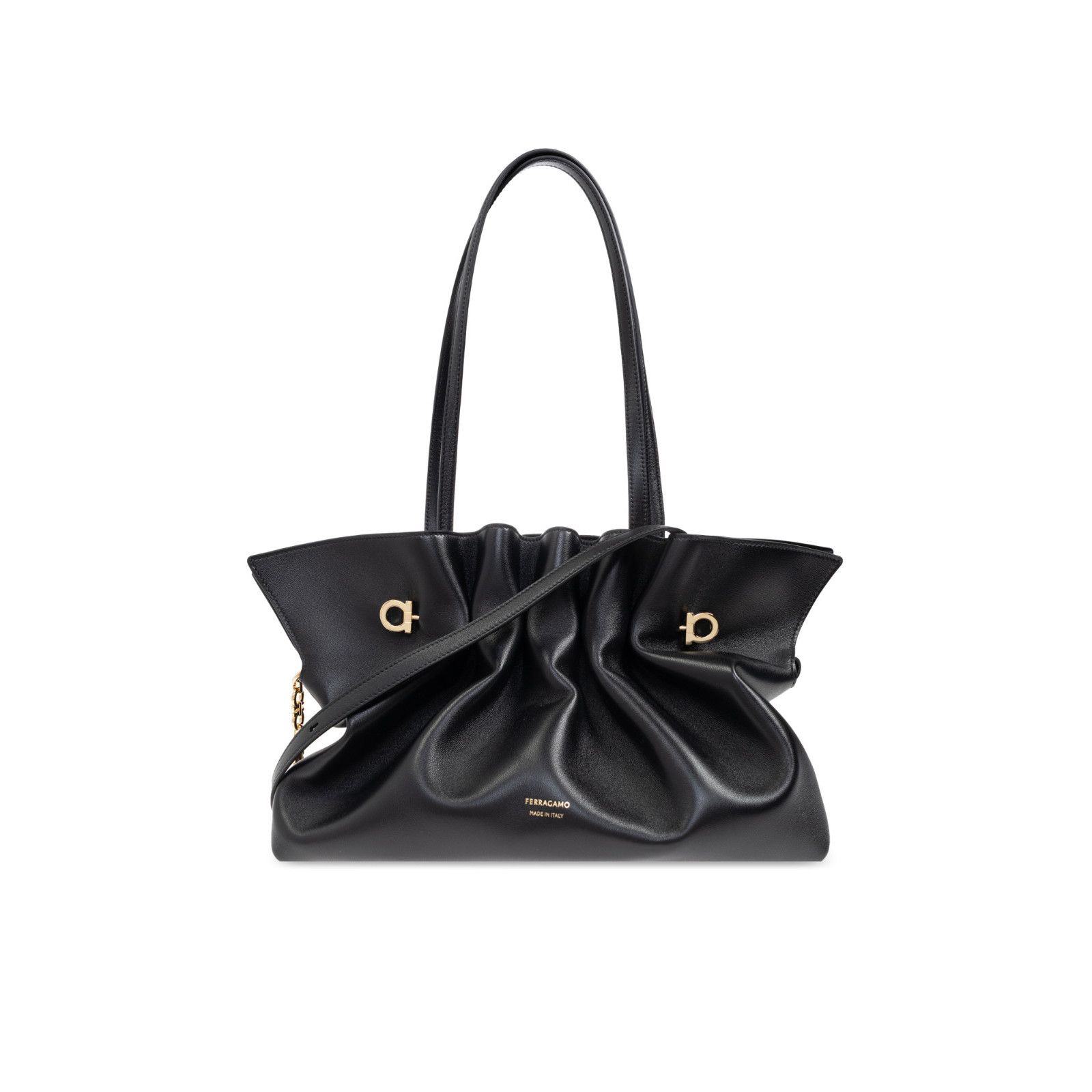 FERRAGAMO Pierc Medium $2950 Black Leather Shoulder Bag New
