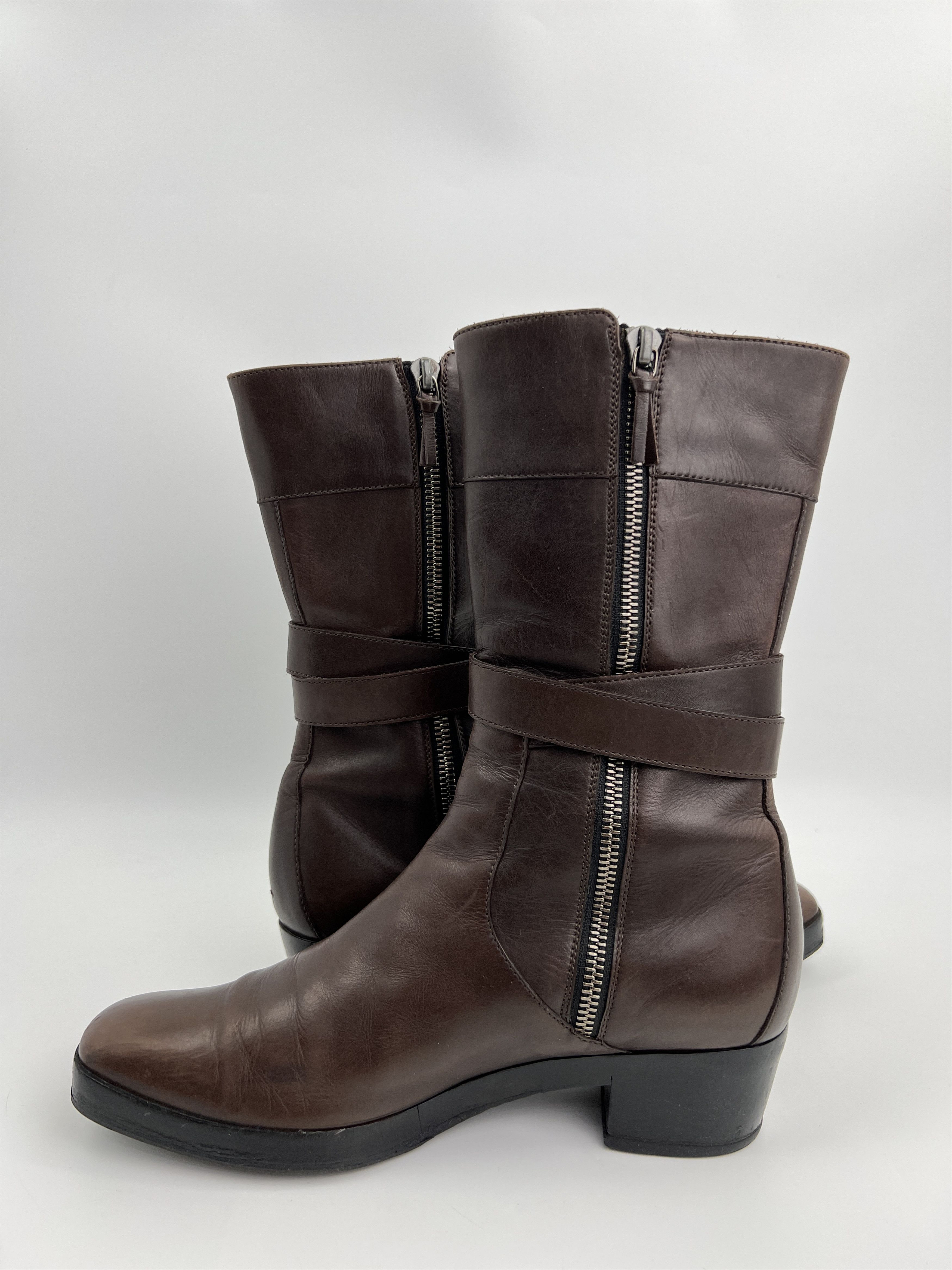 Balenciaga Vintage Balenciaga Brown Leather Moto Boots With Straps Size US 6 / IT 36 - 10 Thumbnail