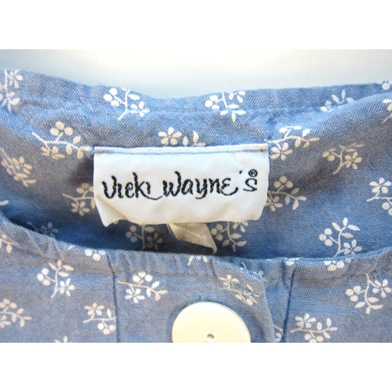 Vintage VINTAGE Vicki Wayne's 100% Cotton Floral Blue White Short Sleeve Midi Dress 12/Large Size 34" / US 12 / IT 48 - 3 Thumbnail