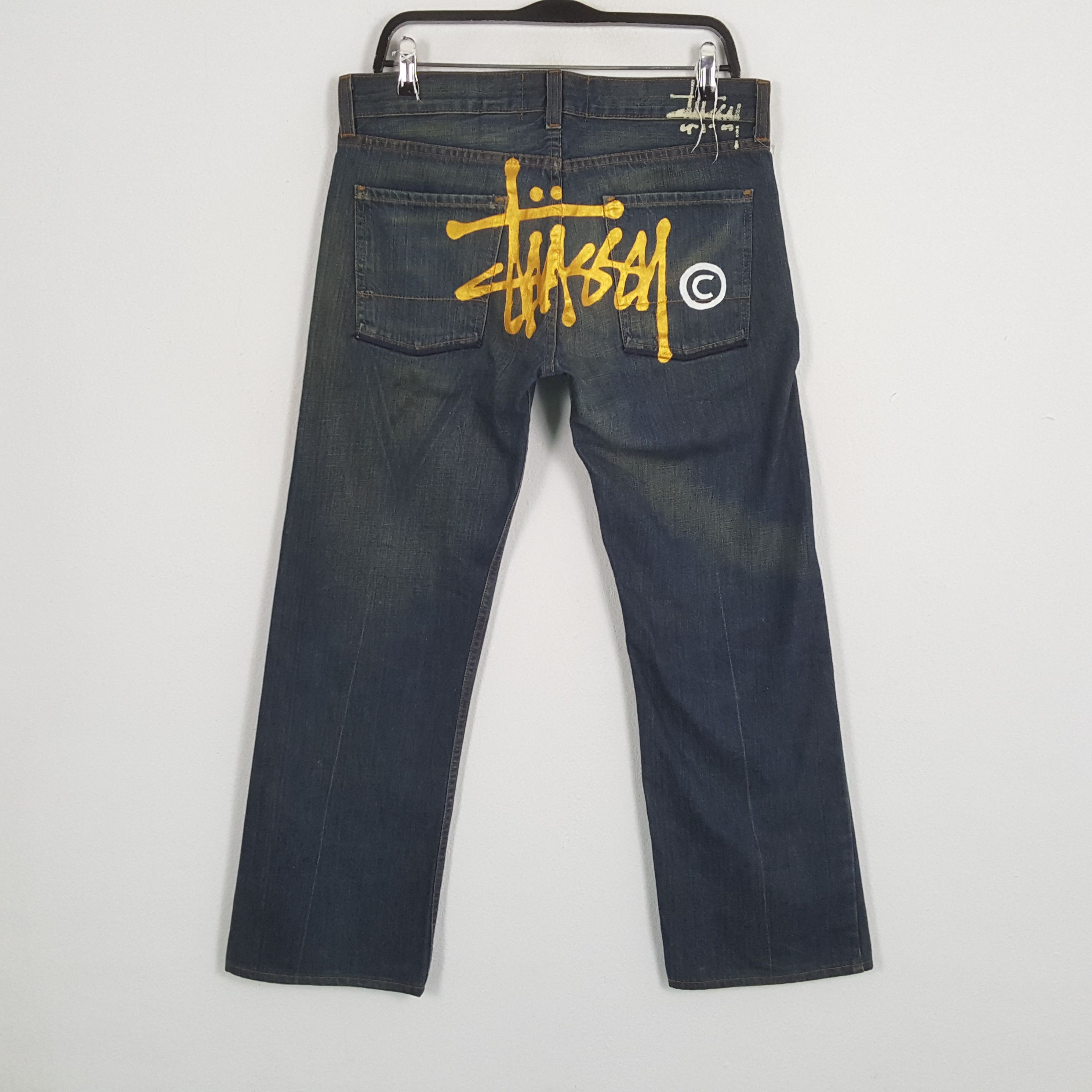 Stussy × Vintage STUSSY Streetwear Skateboard Style Custom Art Jeans Size US 32 / EU 48 - 1 Thumbnail