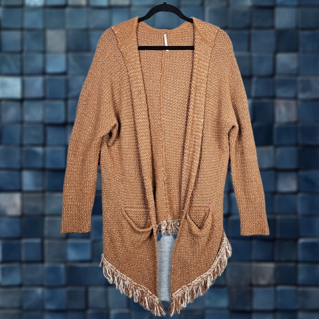 Free People Free People Brown Speckled Hooded Fringe Women's Sweater S Size S / US 4 / IT 40 - 1 Thumbnail