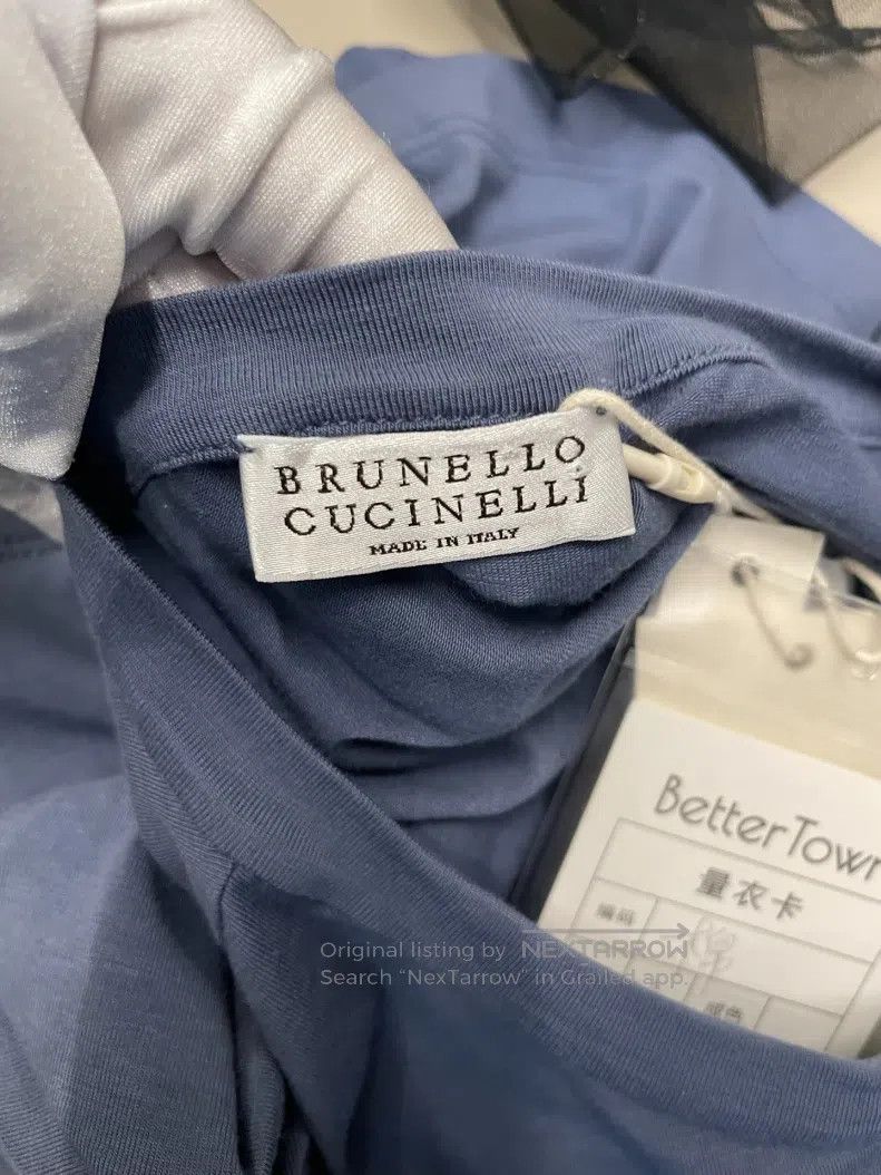 Brunello Cucinelli Brunello Cucinelli Haze Blue Cotton T-Shirt Size M / US 6-8 / IT 42-44 - 3 Thumbnail
