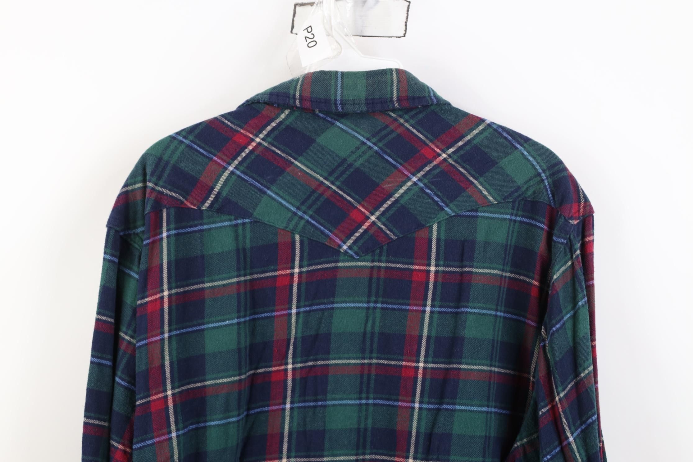 Wrangler Vintage 90s Wrangler Cowboy Rodeo Flannel Button Shirt Plaid Size US XL / EU 56 / 4 - 12 Thumbnail