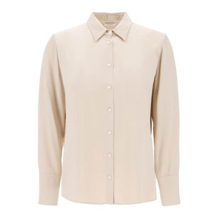image of Salvatore Ferragamo O1S22I1N0524 Satin Shirt In Beige, Women's (Size Medium)