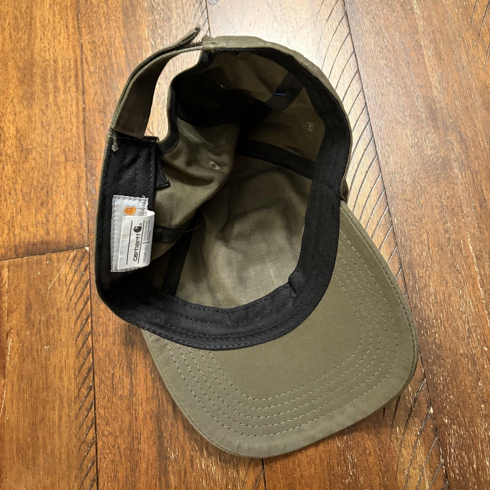 Carhartt Carhartt Hat Cap Strap Back Mens Green Canvas Leather Patch Size ONE SIZE - 9 Thumbnail