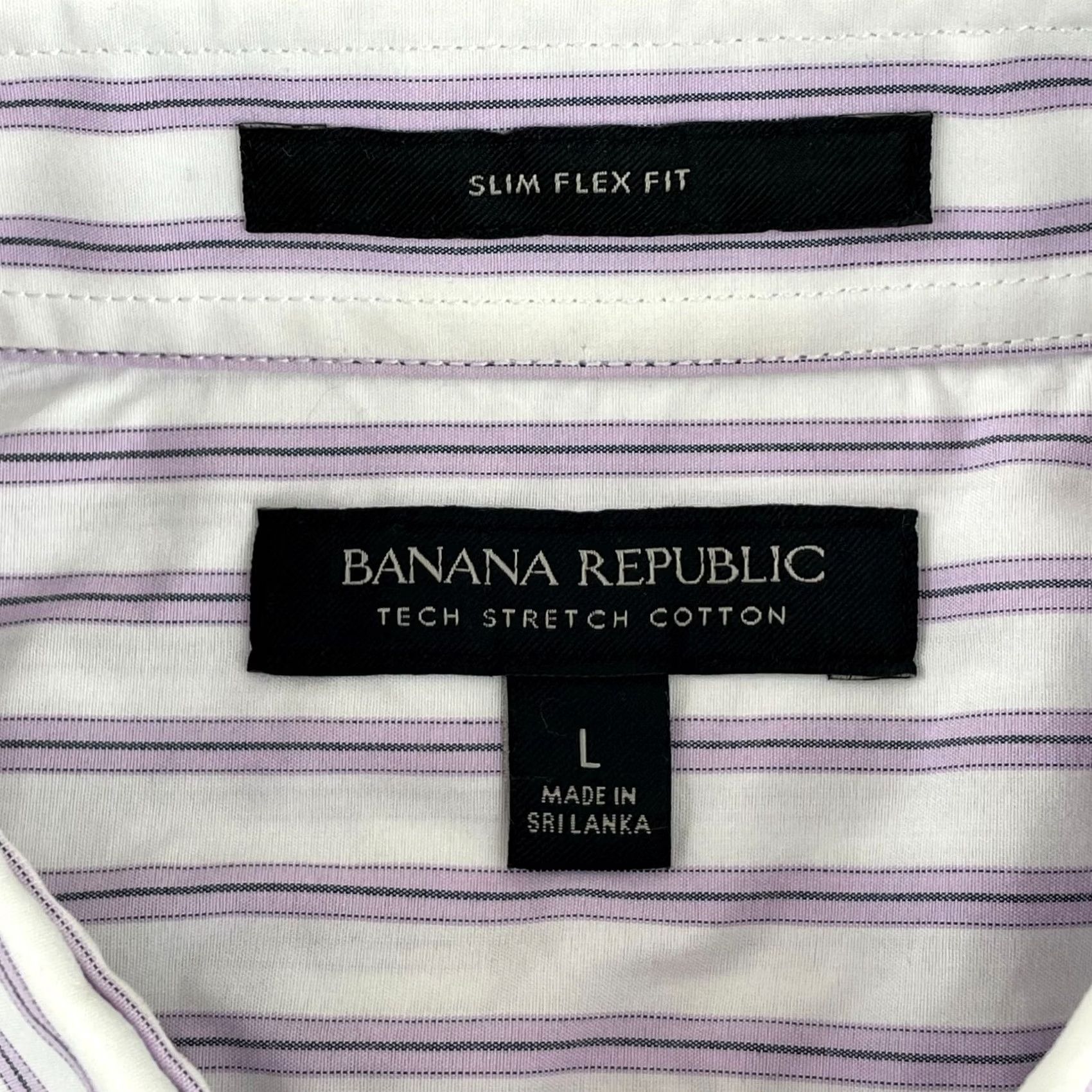 Banana Republic Banana Republic Tech Shirt Men Large White Purple Stripe Slim Fit Preppy NWOT Size US L / EU 52-54 / 3 - 3 Thumbnail