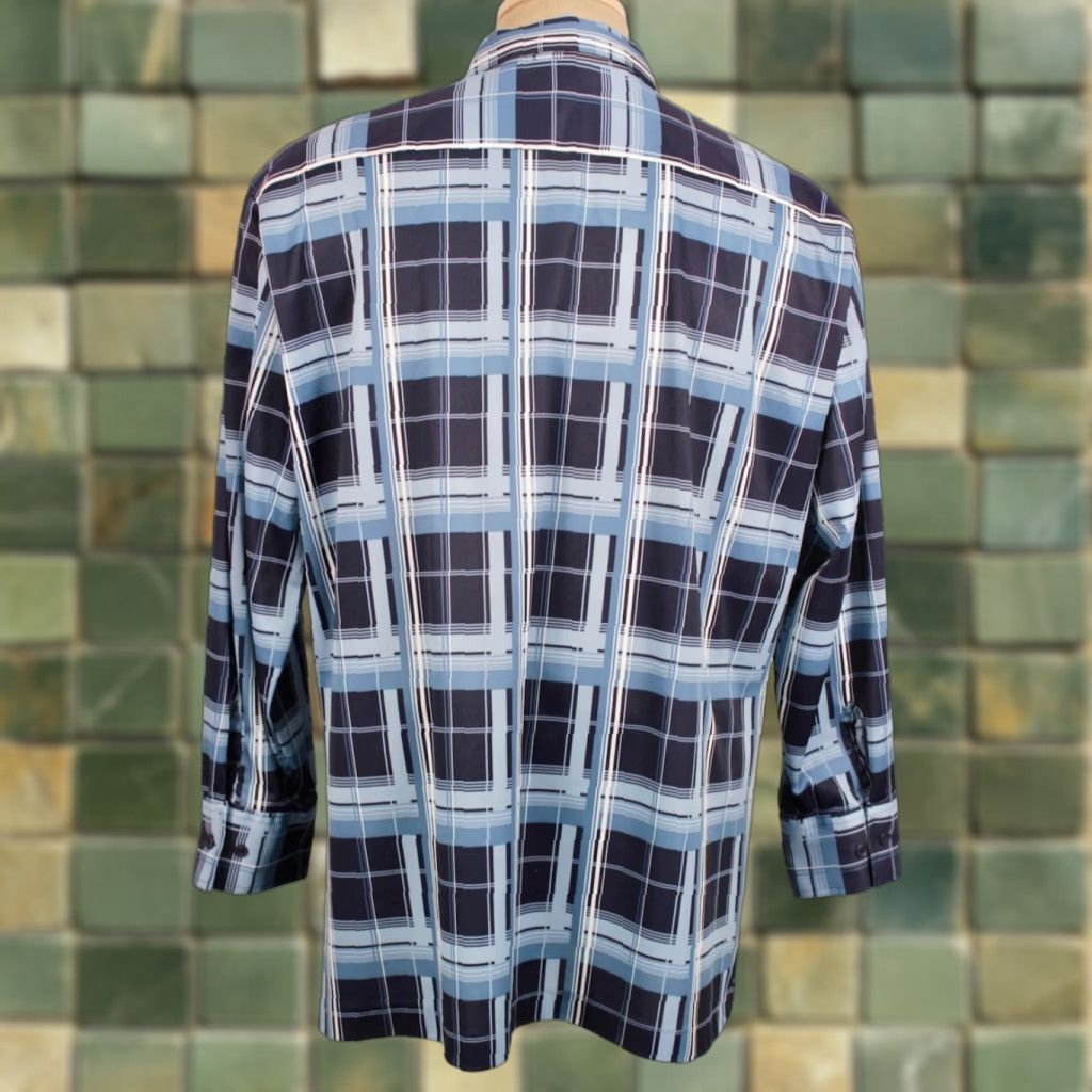 Vintage VINTAGE Men’s VTG 70s Blue Plaid Polyester Shirt XL Disco Size US XL / EU 56 / 4 - 1 Thumbnail