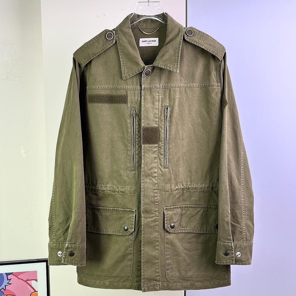 Saint Laurent Paris Saint Laurent Military Cotton Linen Jacket Size M Size US S / EU 44-46 / 1 - 1 Thumbnail