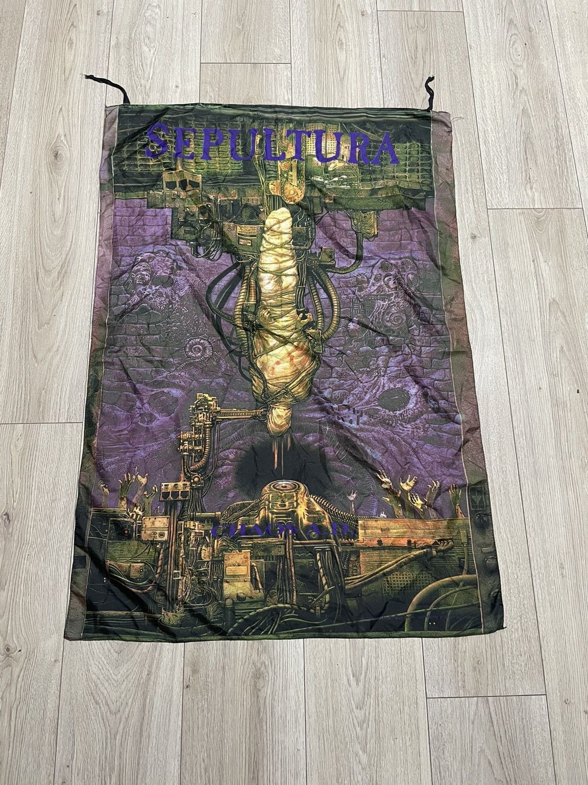 Vintage 1993 Sepultura Chaos AD Band Poster Rare Scarf