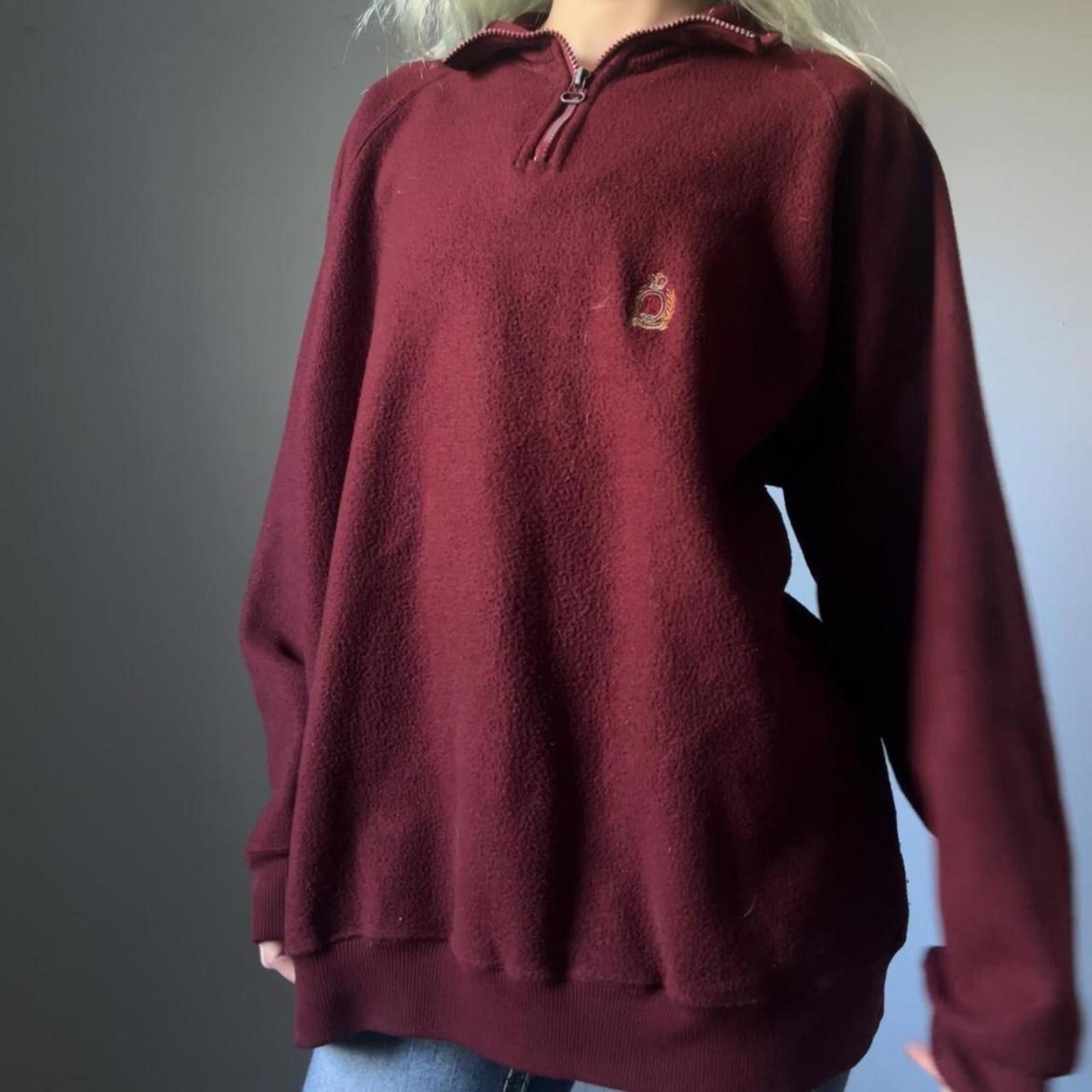 Bugle Boy Burgundy vintage 90s quarter zip sweatshirt Size XL / US 12-14 / IT 48-50 - 1 Thumbnail