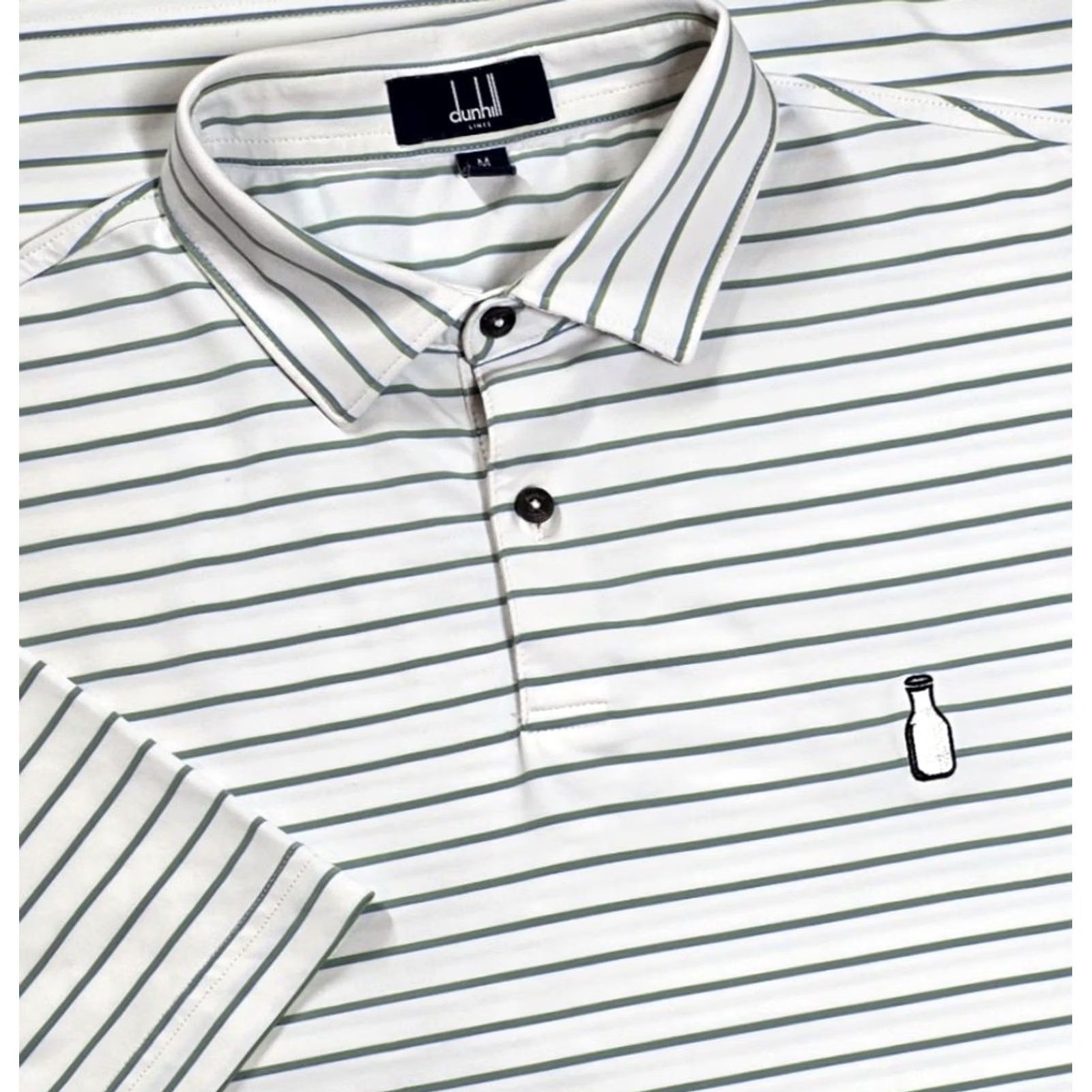 Vintage Dunhill Polo Shirt Golf White Green Stripe M Adult Regular Short Sleeve Polo Shirt Mens Size US M / EU 48-50 / 2 - 2 Thumbnail