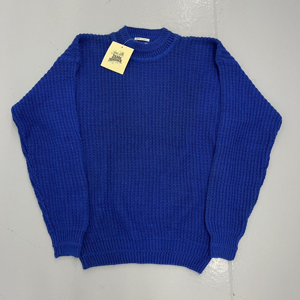 Sears NOS Vintage 90s Sears Blue Ribbed Cotton Sweater Size US M / EU 48-50 / 2 - 1 Thumbnail
