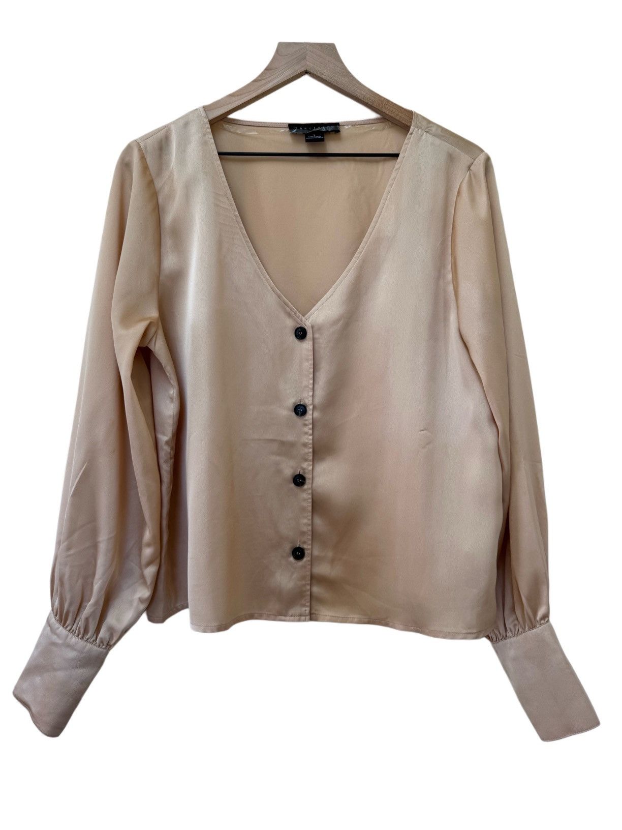 Other Sanctuary women’s L satin creamy golden button up deep V Size L / US 10 / IT 46 - 3 Thumbnail
