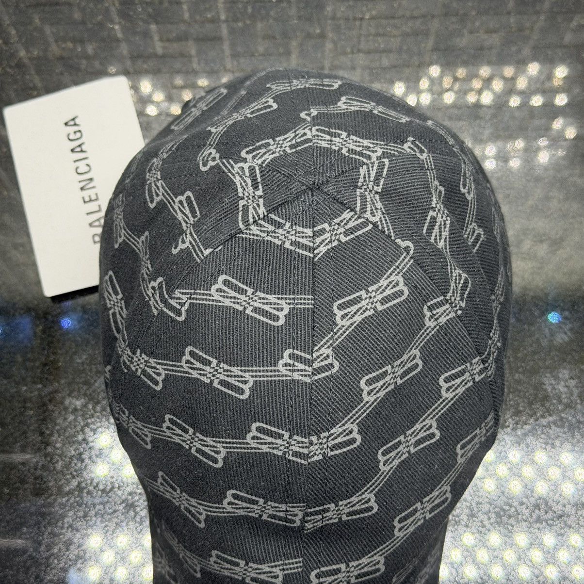 Balenciaga Balenciaga BB Monogram Cap Black Gray Logo Print Adjustable Size ONE SIZE - 11 Thumbnail