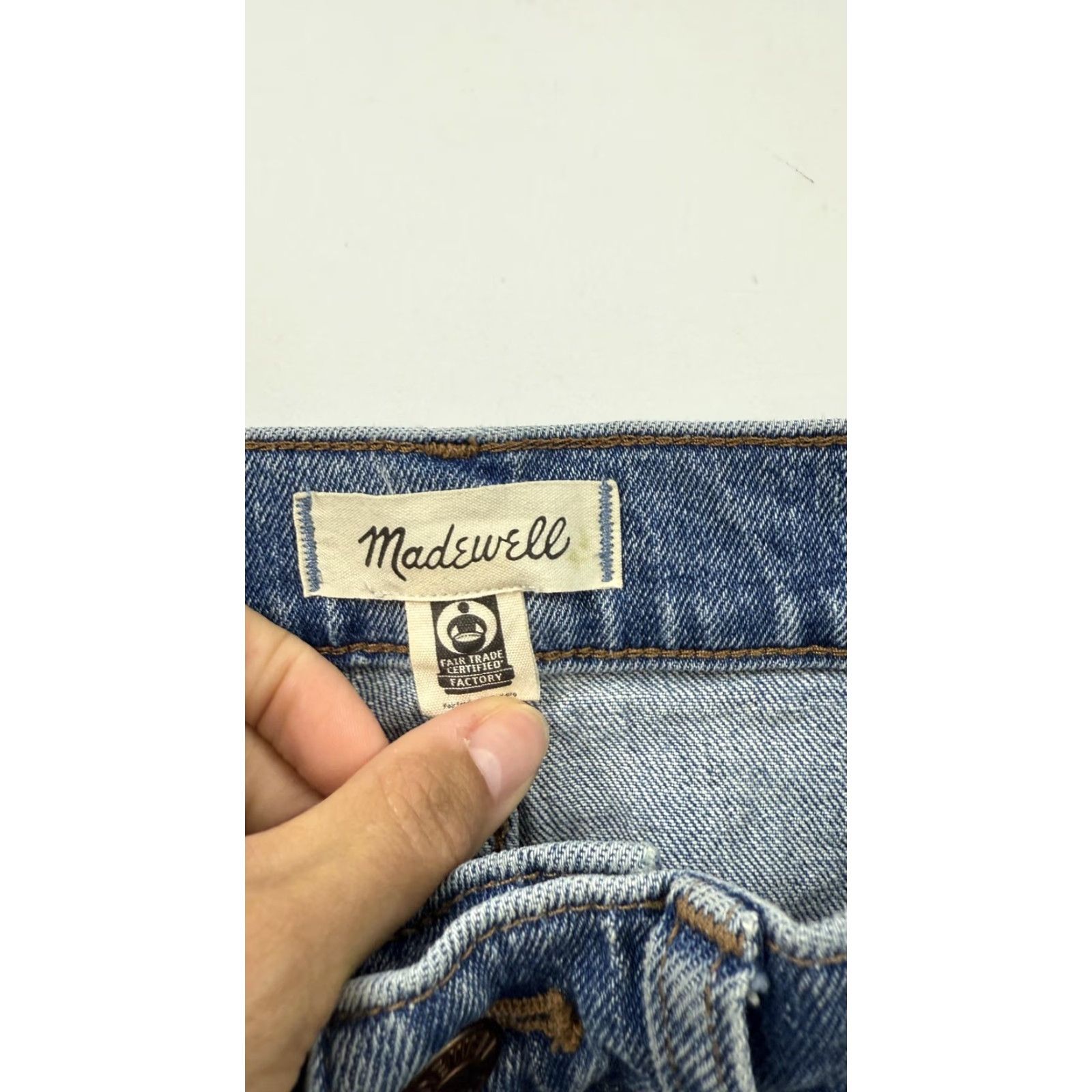 Madewell Madewell Jeans Womens 27 Blue High Rise Straight Leg Frayed Hem Denim Fair Trade Size 29" - 3 Thumbnail
