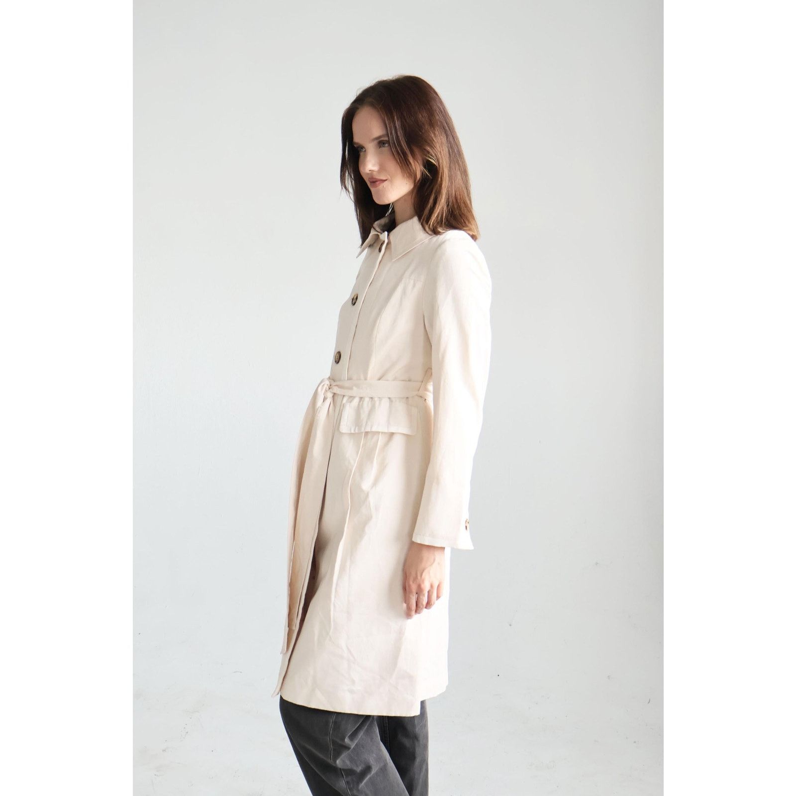 Courreges Vintage Courrèges Cream Lined Belted Trench Coat Size S / US 4 / IT 40 - 7 Thumbnail