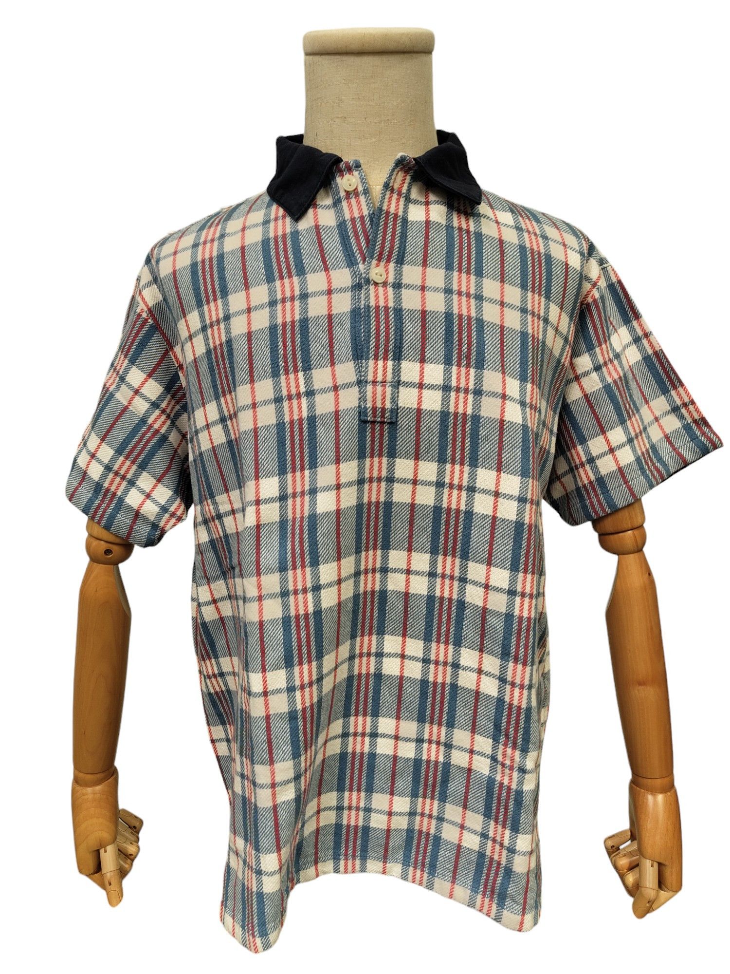 Other Blue And Red Plaid Print Vintage Look Polo Shirt Size US L / EU 52-54 / 3 - 3 Thumbnail
