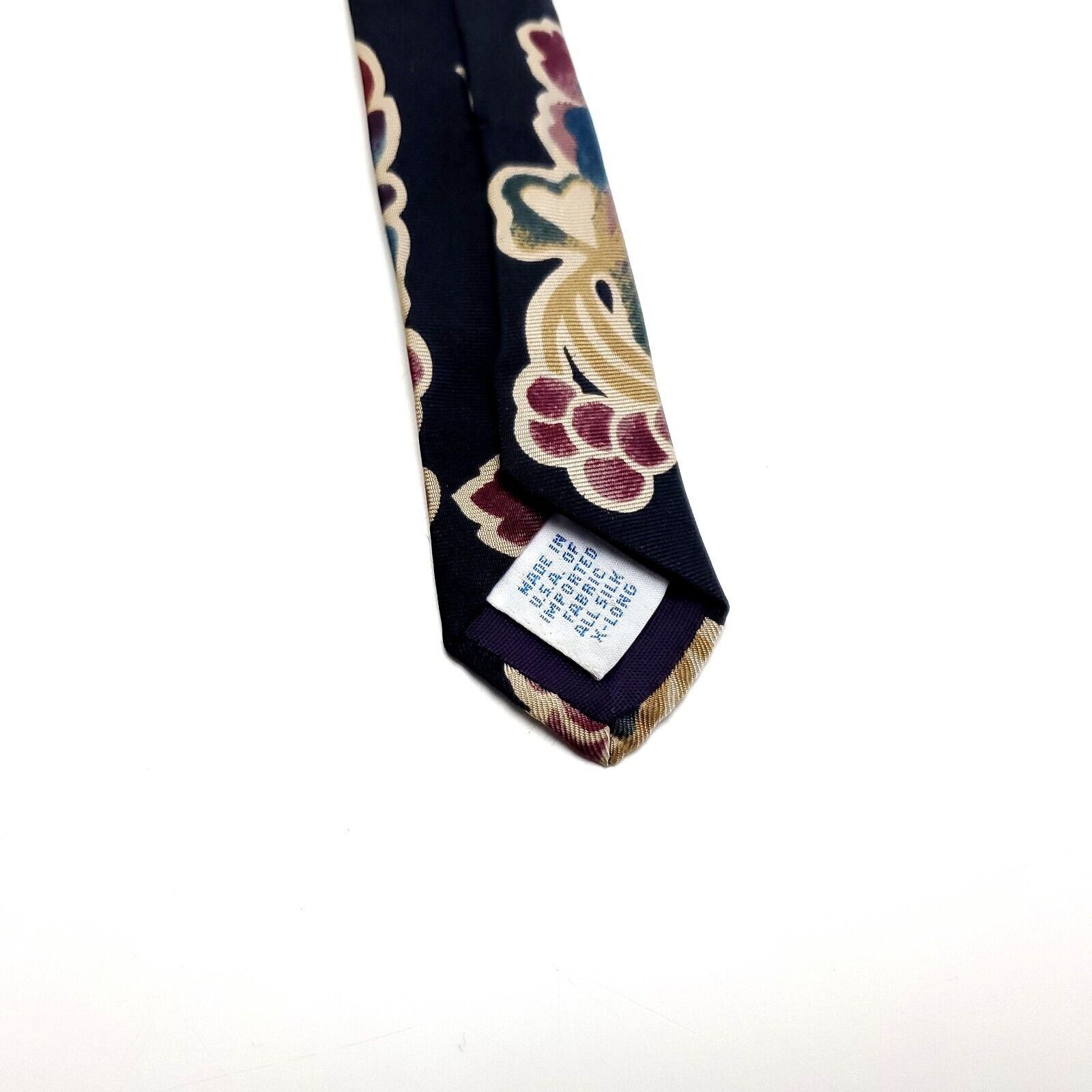 Designer Unbranded Silk Tie Print Black Floral Long Size ONE SIZE - 3 Thumbnail