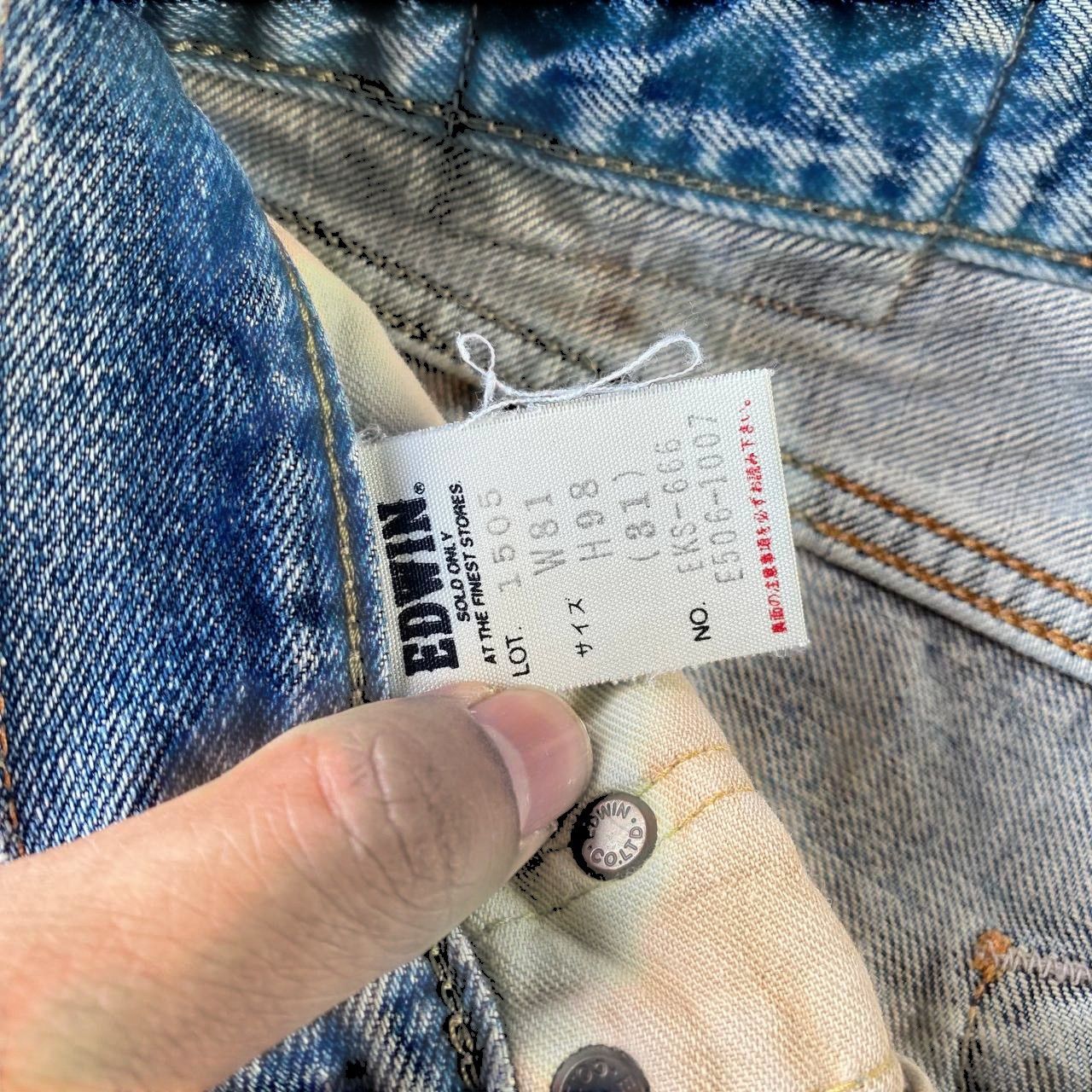 Edwin VTG 90S EDWIN 505 REDLINE GRUNGE BLUEWASH DISTRESSED DENIM Size US 29 - 10 Thumbnail