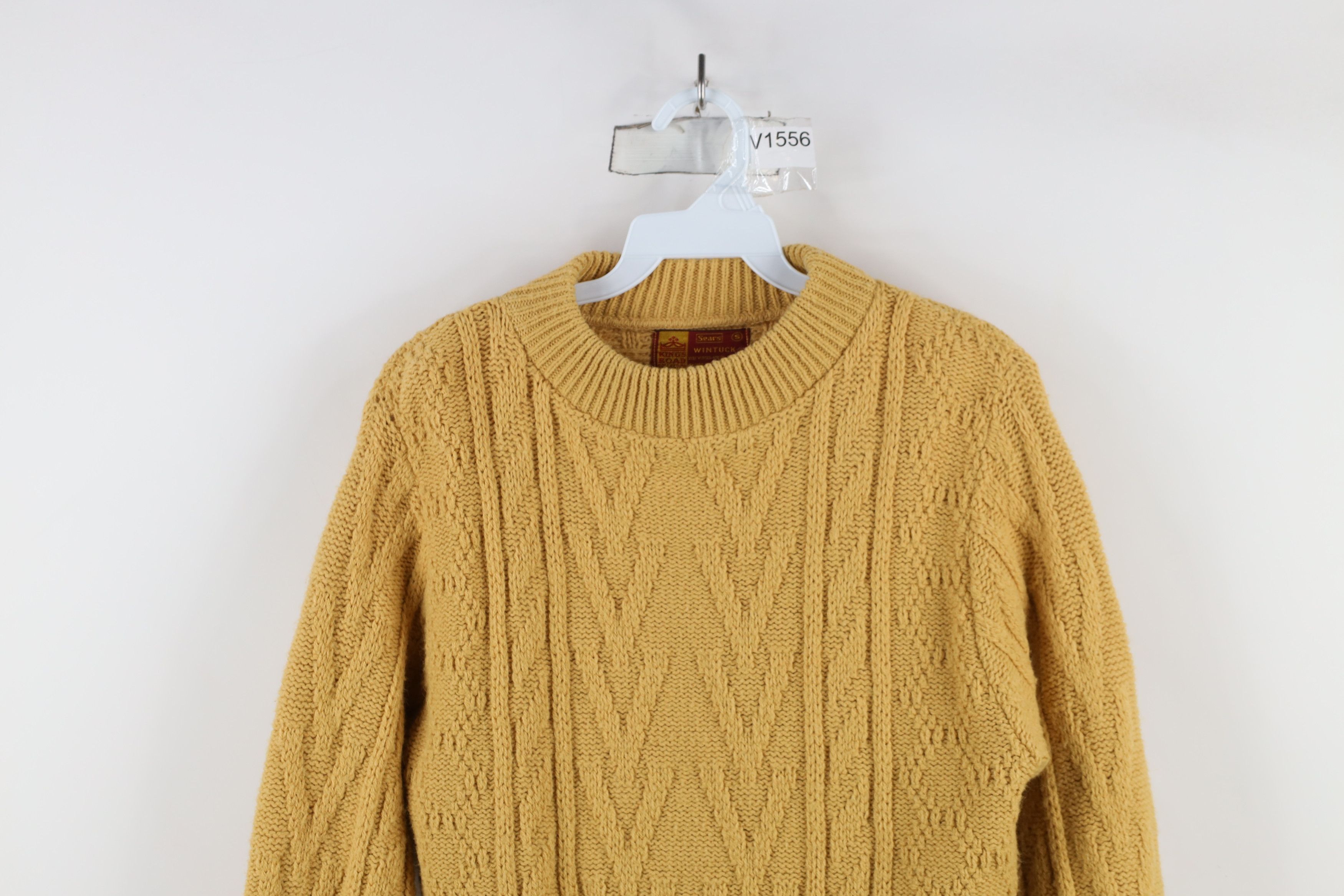 Vintage Vintage 70s Streetwear Textured Knit Crewneck Sweater Gold Size US S / EU 44-46 / 1 - 2 Thumbnail