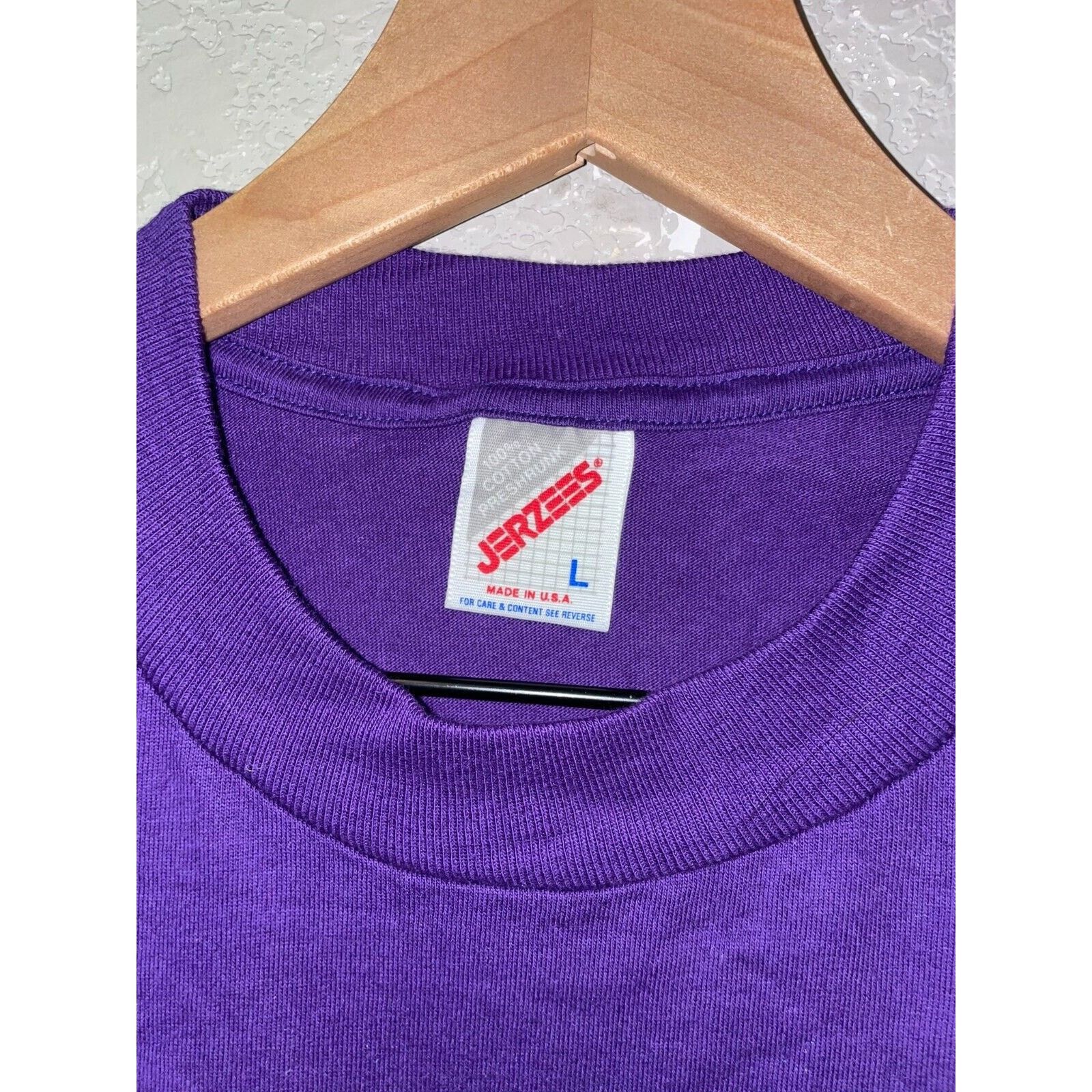 Jerzees 90s Vintage Jerzees USA made Purple Shirt 1990s VTG L Large Size US L / EU 52-54 / 3 - 6 Thumbnail