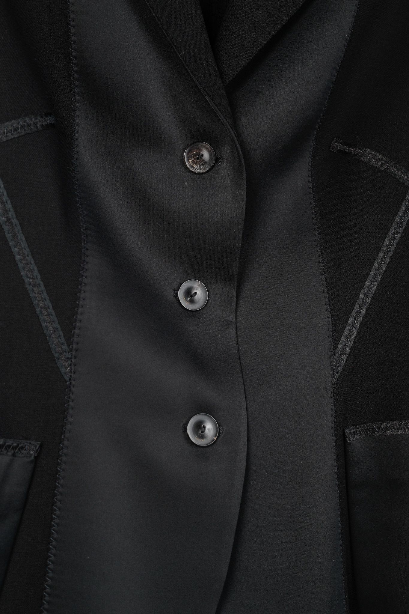 Laurel Laurel Black Wool & Satin Trim-Detail Blazer Size M / US 6-8 / IT 42-44 - 7 Thumbnail