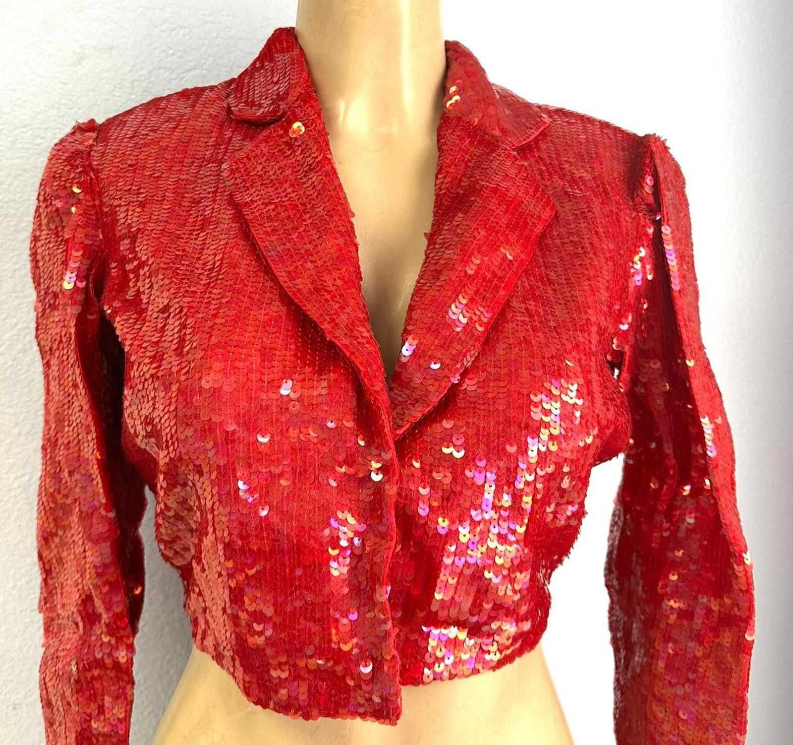 Designer Sequin Short Blazer Red size 10 only Size L / US 10 / IT 46 - 1 Preview