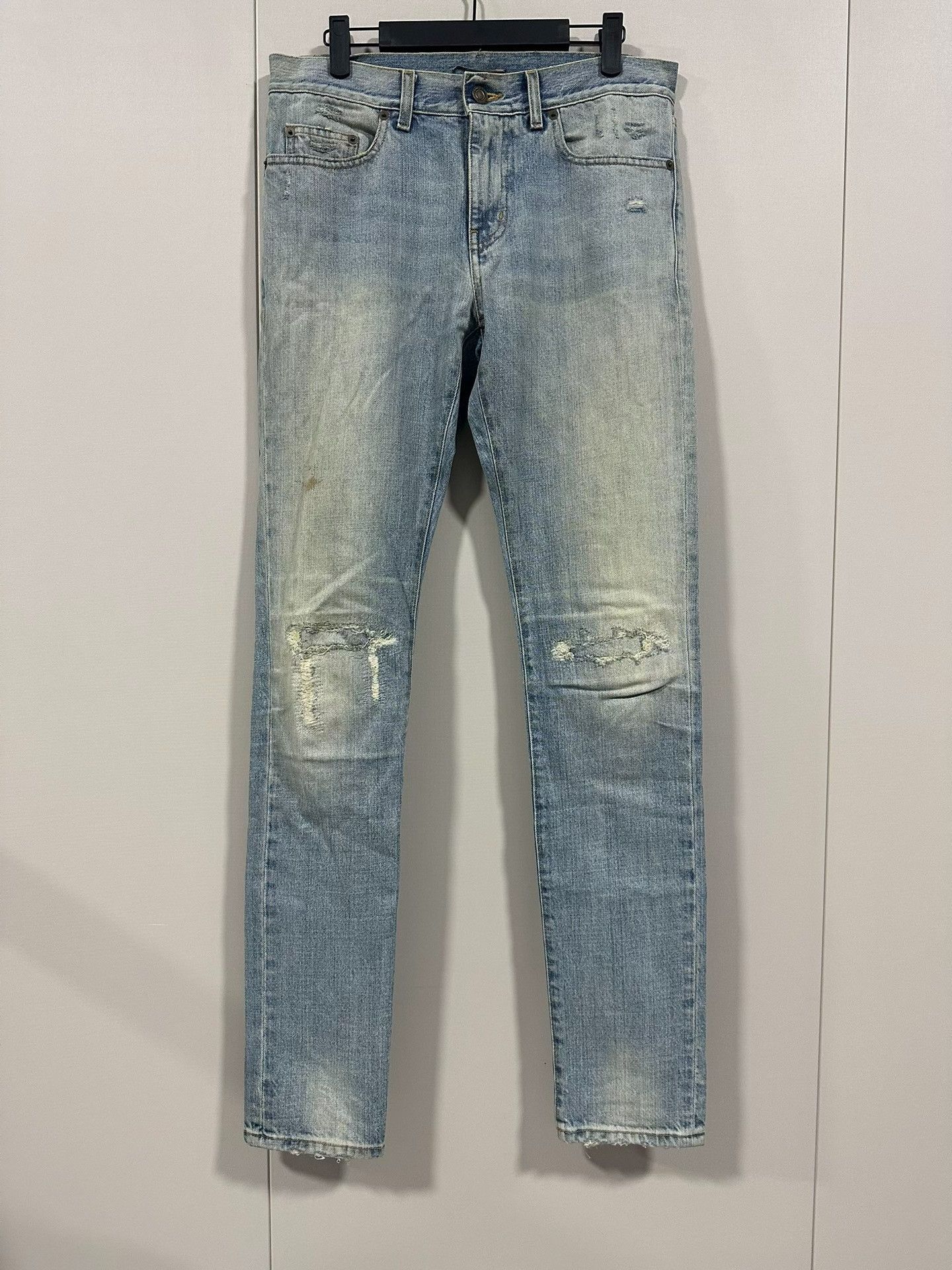 Hedi Slimane Saint Laurent Light Blue Distressed Jeans Size US 29 - 1 Thumbnail