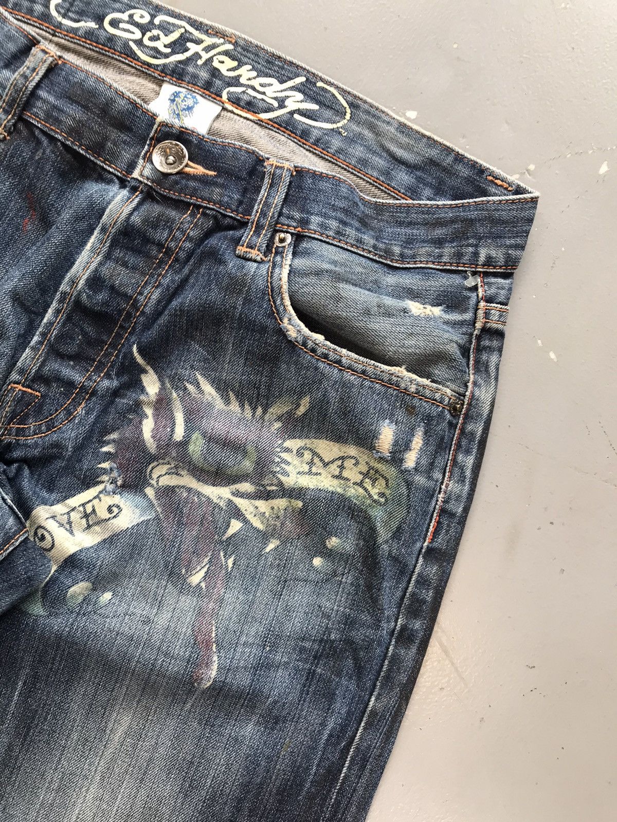 Ed Hardy × Vintage Vintage Edhardy dragons 🐉 embroidered denim Size US 34 / EU 50 - 5 Thumbnail