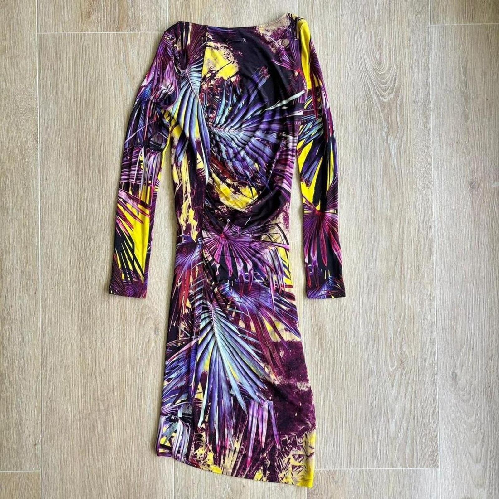 Jean Paul Gaultier Jean Paul Gaultier Soleil Women’s Sheath Dress Purple/Yellow Size S / US 4 / IT 40 - 4 Thumbnail