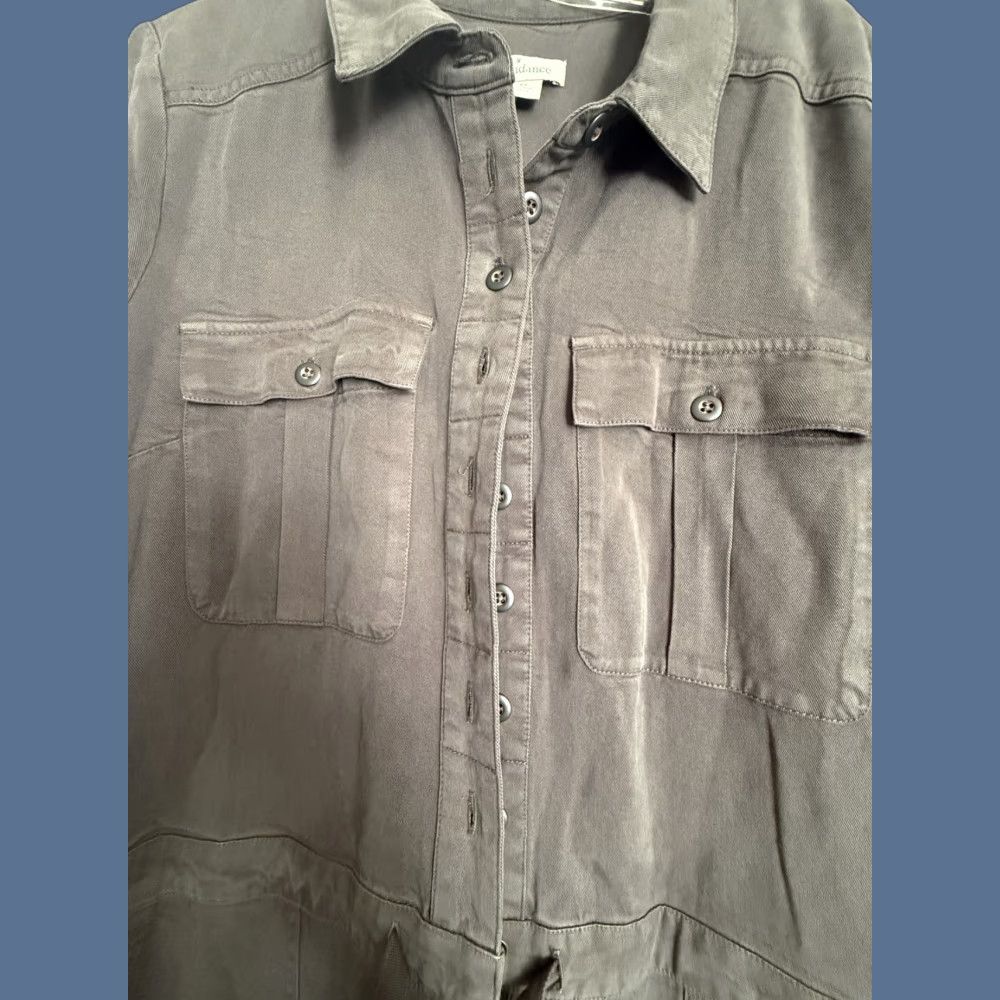 Vintage Sundance Jumpsuit Womens Petite Large Brown Twill Utility Button Front Tie Waist Size 36" / US 14 / IT 50 - 1 Thumbnail