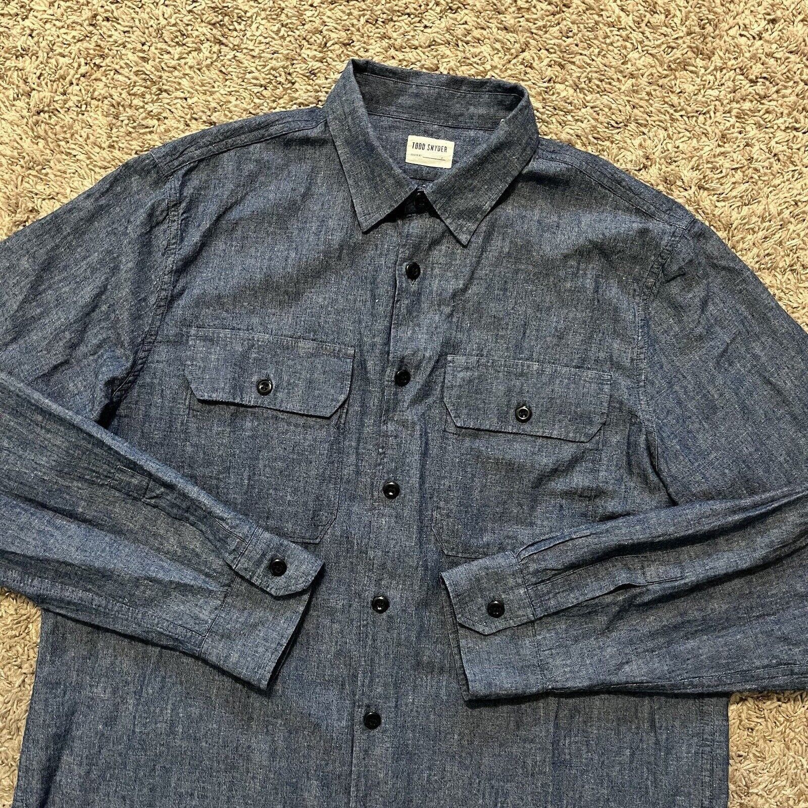 TODD SNYDER Size L Brown Cotton Blend Velvet Button Up Long Sleeve Shirt