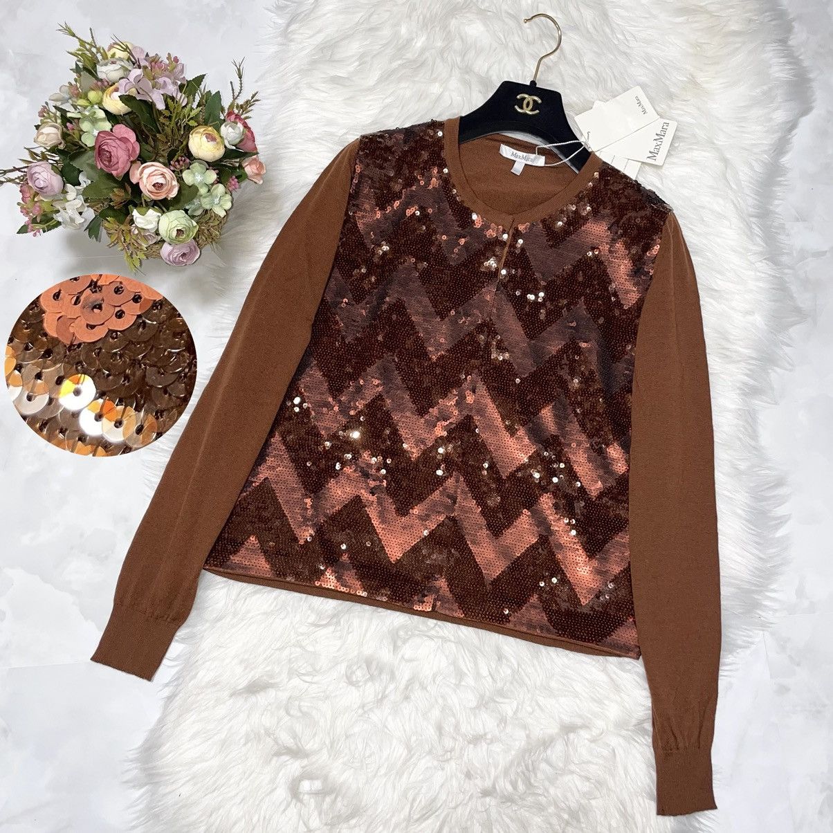 Max Mara Max Mara sequin decoration long sleeve knit cardigan XL Size XL / US 12-14 / IT 48-50 - 1 Thumbnail